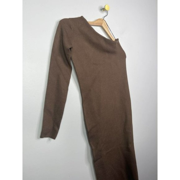 Monrow Super Soft One Shoulder Midi Dress Women's Dusty Cocoa Size: XS NWOT - Picture 4 of 9